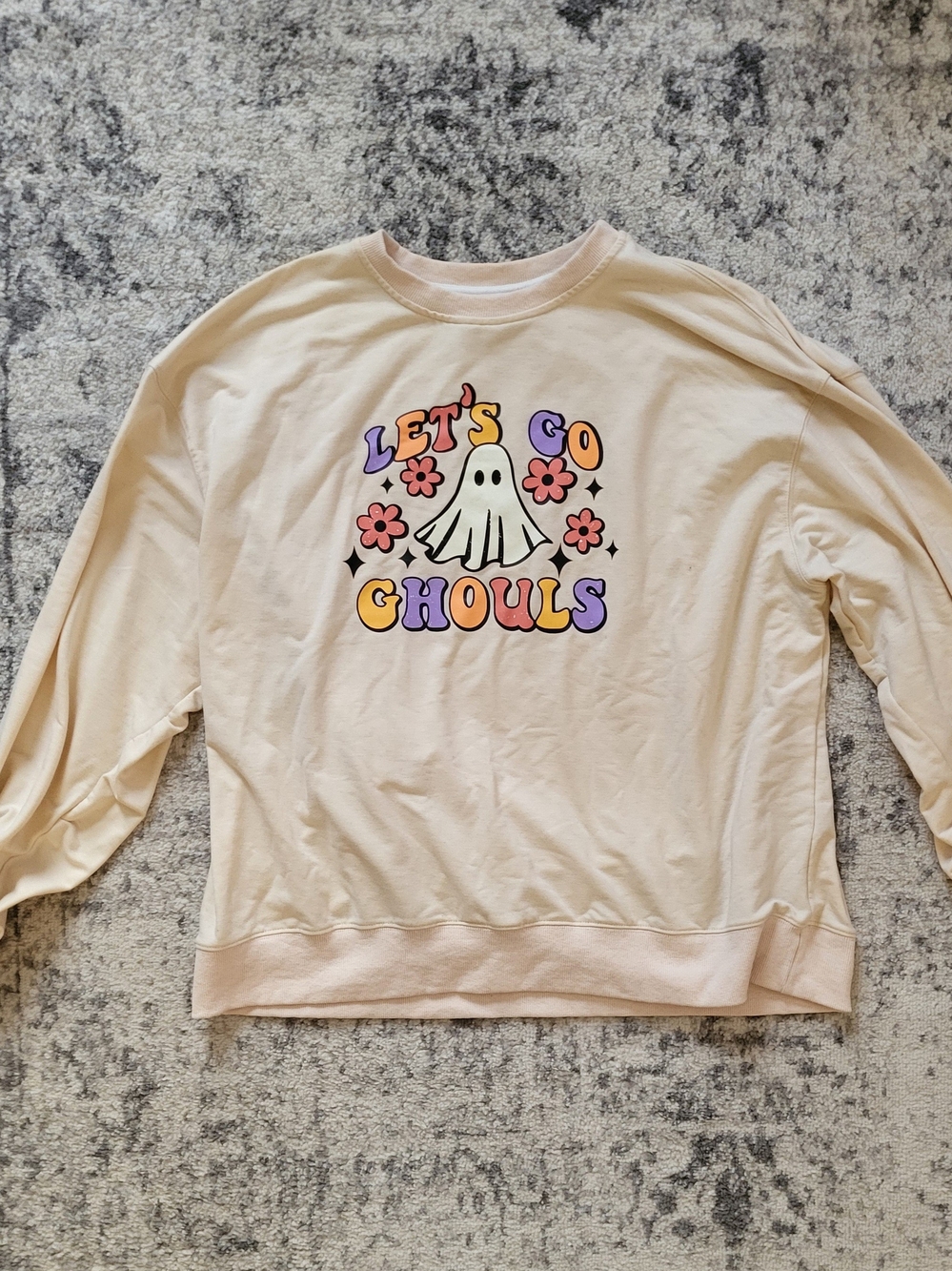 Amazon Cream 'Let's Go Ghouls' Graphic Crewneck Sweatshirt
